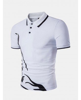 Mens Stylish Printed Short Sleeve Slim Fit Spring Summer Casual Golf Shirt