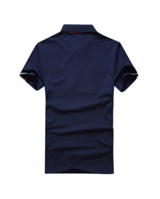 Mens Solid Color Polo Shirt Turndown Collar Short Sleeve Spring Summer Casual Tops