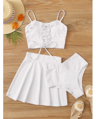Lace Up Front 3piece Co-ord Tankini Set