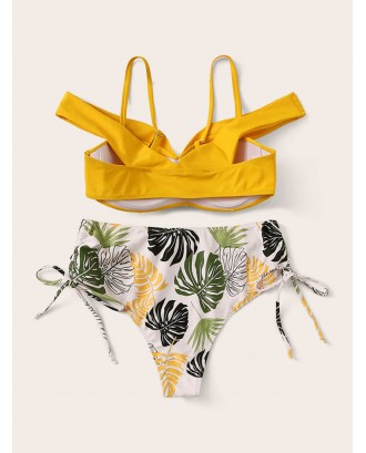 Underwire Top With Tropical Tie Side Swimwear Set