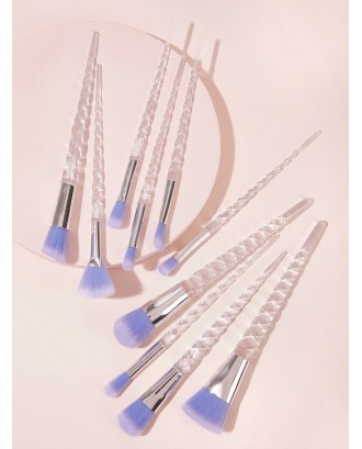 Transparent Spiral Handle Makeup Brush Set 10pcs