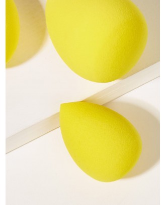 Neon Yellow Water-drop Shaped Makeup Sponge 3pack