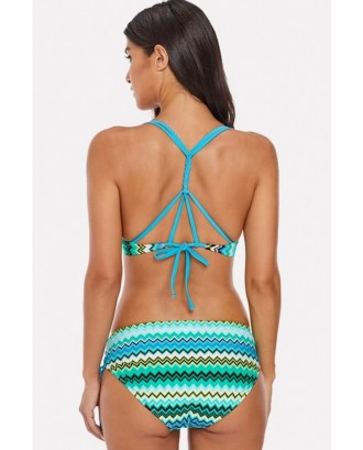 Green Stripe Strappy Push Up Cheeky Beautiful Swimwear Swimsuit