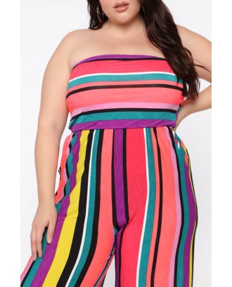 Lovely Casual Striped Multicolor Plus Size One-Piece Jumpsuit