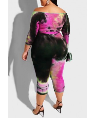 Lovely Leisure Printed Skinny Purple Plus Size One-piece Jumpsuit