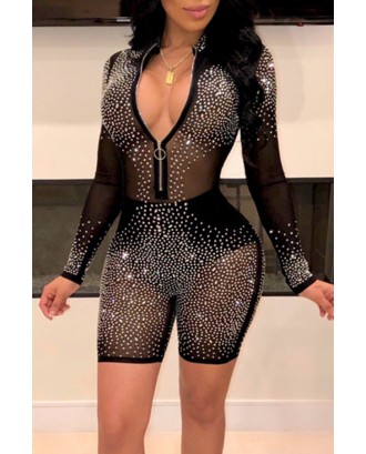 Lovely Beautiful See-through Black One-piece Romper