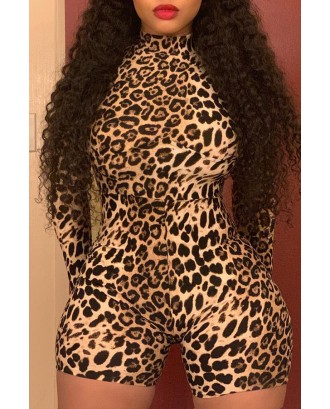 Lovely Casual Leopard Printed One-piece Romper