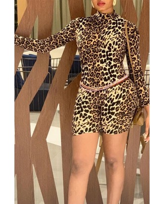 Lovely Casual Leopard Printed One-piece Romper