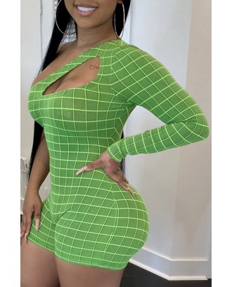 Lovely Casual One Shoulder Green One-piece Romper