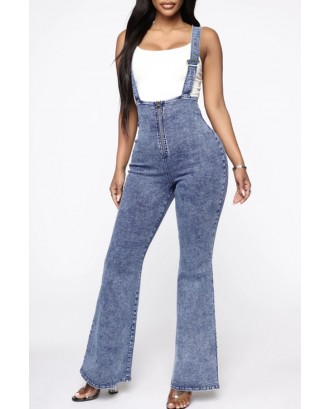 Lovely Casual Flared Baby Blue One-piece Jumpsuit