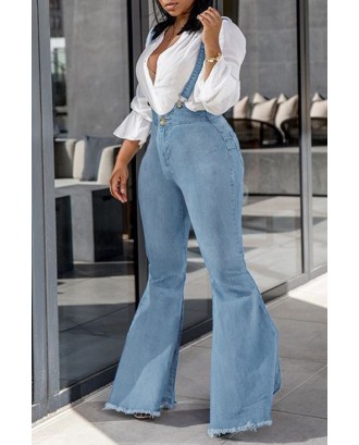 Lovely Casual Backless Baby Blue One-piece Jumpsuit