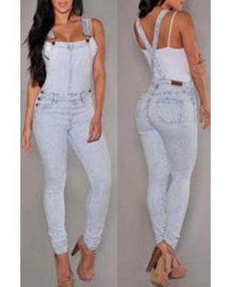 Lovely Trendy Backless Baby Blue One-piece Jumpsuit