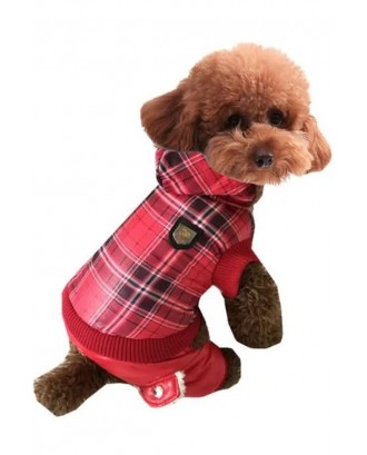 Red Plaid Thicken Cute Pets Apparel