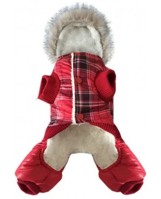 Red Plaid Thicken Cute Pets Apparel