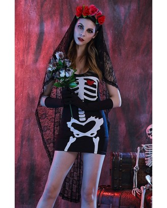 Black Corpse Bride Skeleton Halloween Apparel