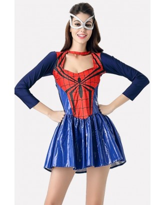 Dark-blue Spider Woman Dress Halloween Apparel