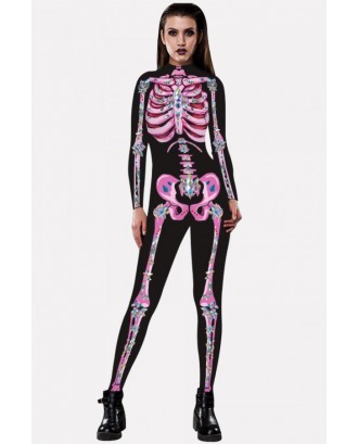 Pink Skeleton Diamond Print Adults Halloween Apparel