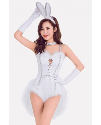White Bunny Girl Bodysuit Beautiful Halloween Apparel