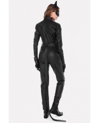 Black Faux Leather Bunny Cosplay Apparel