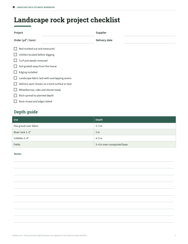 Preview of Printable Landscape Rock Project Checklist